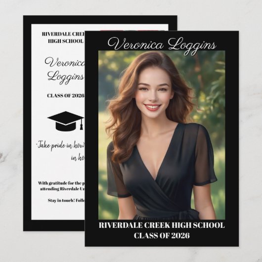 Classic Graduation Announcement Photo Cards 招待状 (正面/裏面)