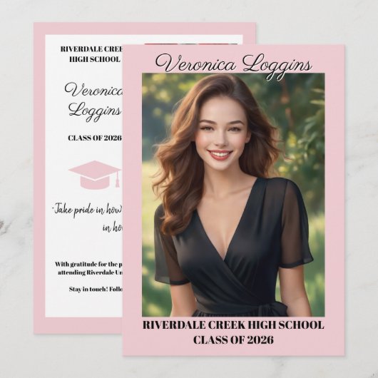 Classic Graduation Announcement Photo Cards 招待状 (正面/裏面)