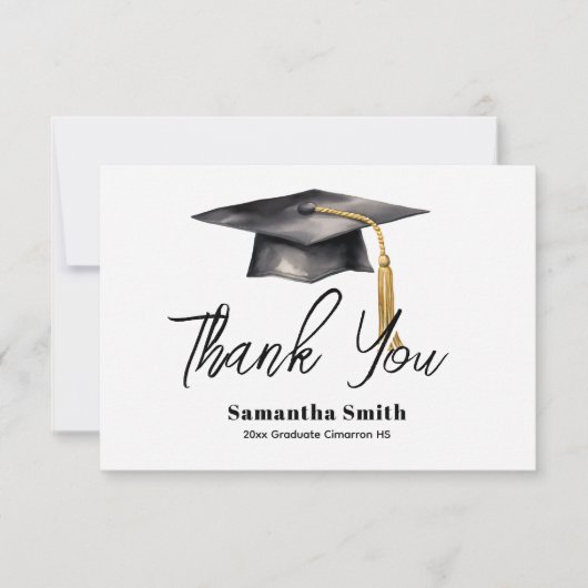 Classic Graduation Party Flat Thank You Card サンキューカード (正面)