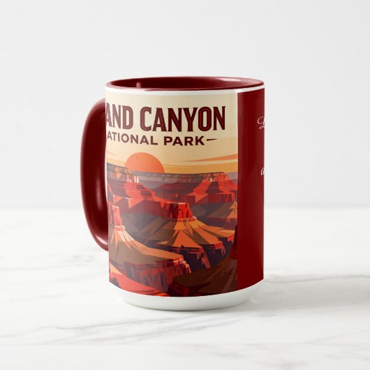 Classic Grand Canyon WPA Style Personalized マグカップ (正面左)