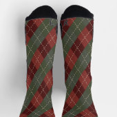 Classic Green and Red Argyle Athletic Performance ソックス (上部)