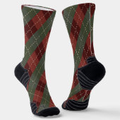 Classic Green and Red Argyle Athletic Performance ソックス (傾斜あり)