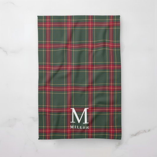 Classic Green and Red Tartan Plaid Christmas キッチンタオル