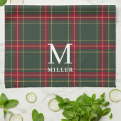 Classic Green and Red Tartan Plaid Christmas キッチンタオル (折り畳み)