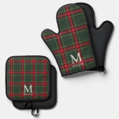 Classic Green and Red Tartan Plaid Christmas  鍋つかみ&鍋敷きセット (正面/裏面)