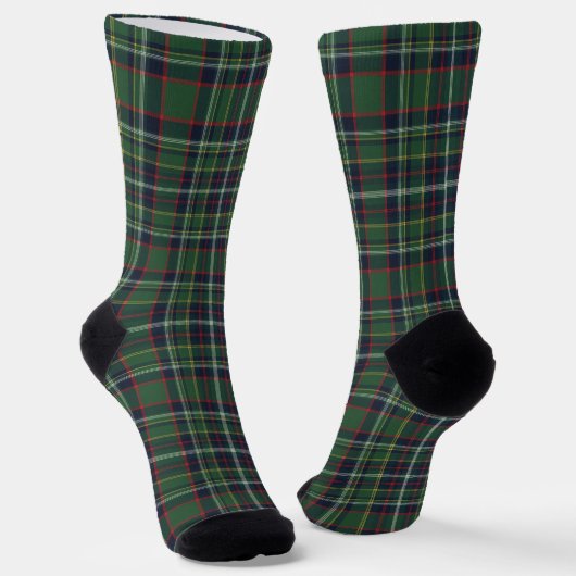 Classic Green and Red Tartan Plaid Pattern ソックス (傾斜あり)