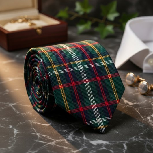 Classic Green and Red Tartan Plaid Pattern ネクタイ