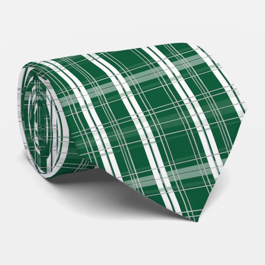 Classic Green and White Plaid Tartan ネクタイ (ロール)