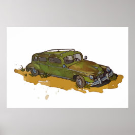 Classic Green Antique Sedan Poster ポスター