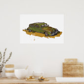 Classic Green Antique Sedan Poster ポスター (キッチン)