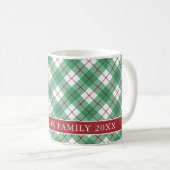 Classic Green Argyle Plaid Preppy Family Name コーヒーマグカップ (正面右)