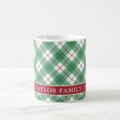 Classic Green Argyle Plaid Preppy Family Name コーヒーマグカップ (中央)