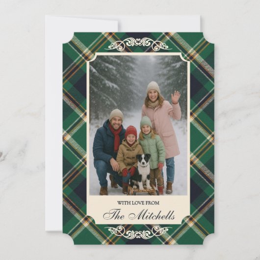 Classic Green Blue Yellow Plaid Pattern シーズンカード (正面)