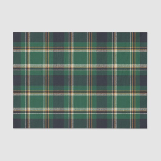 Classic Green Blue Yellow Plaid Pattern Holiday 薄葉紙 (正面)