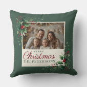 Classic Green Botanical Photo Christmas Pillow クッション (裏面)