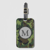 Classic Green Camouflage Pattern Monogram ラゲッジタグ (正面縦)