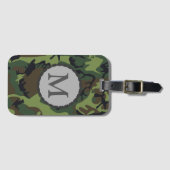 Classic Green Camouflage Pattern Monogram ラゲッジタグ (正面横)