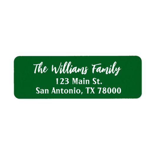 Classic Green Christmas Script Return Address ラベル (正面)