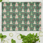 Classic Green Christmas Tree Pattern Holiday キッチンタオル (折り畳み)