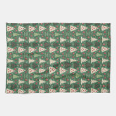 Classic Green Christmas Tree Pattern Holiday キッチンタオル (横)