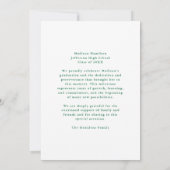 Classic Green Double Border Photo Graduation 案内状 (裏面)