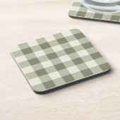 Classic Green Farmhouse Gingham Style コースター (左側)