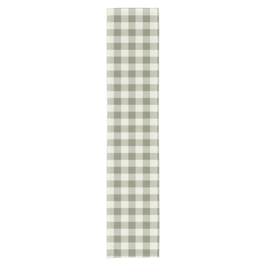 Classic Green Farmhouse Gingham Style ショートテーブルランナー (正面)