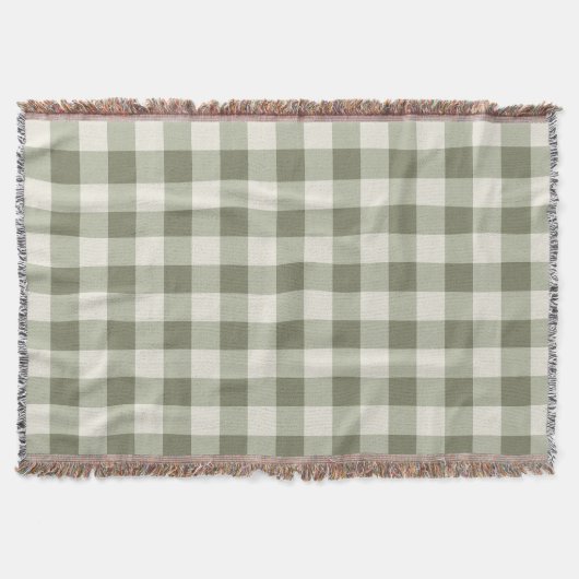 Classic Green Farmhouse Gingham Style スローブランケット (正面)