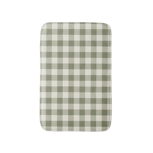 Classic Green Farmhouse Gingham Style バスマット (正面縦)