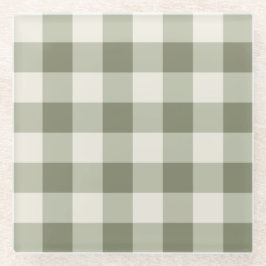 Classic Green Farmhouse Gingham Style Napkins ガラスコースター