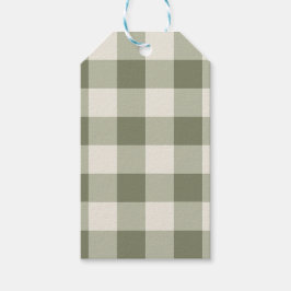 Classic Green Farmhouse Gingham Style Napkins ギフトタグ