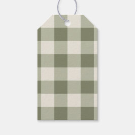 Classic Green Farmhouse Gingham Style Napkins ギフトタグ