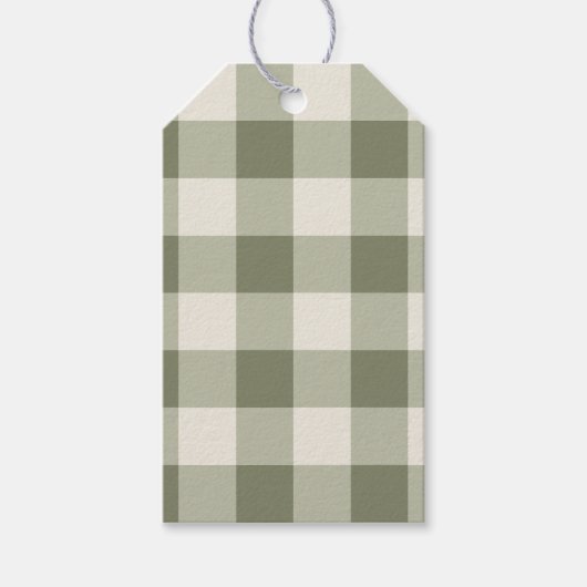 Classic Green Farmhouse Gingham Style Napkins ギフトタグ (正面)