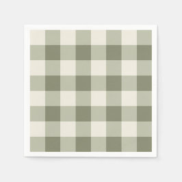 Classic Green Farmhouse Gingham Style Napkins スタンダードカクテルナプキン
