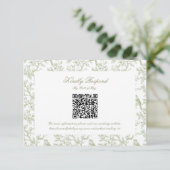 Classic Green Floral and Bird Toile QR code RSVP (スタンド正面)