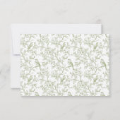 Classic Green Floral and Bird Toile QR code RSVP (裏面)