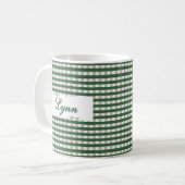 Classic Green Gingham Personalized Name  コーヒーマグカップ (正面左)