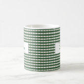 Classic Green Gingham Personalized Name  コーヒーマグカップ (中央)