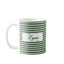 Classic Green Gingham Personalized Name 