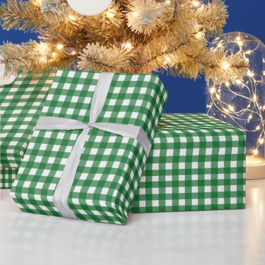 Classic Green Gingham Plaid Christmas ラッピングペーパー (クリスマス)