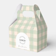 Classic green gingham preppy wedding favor boxes