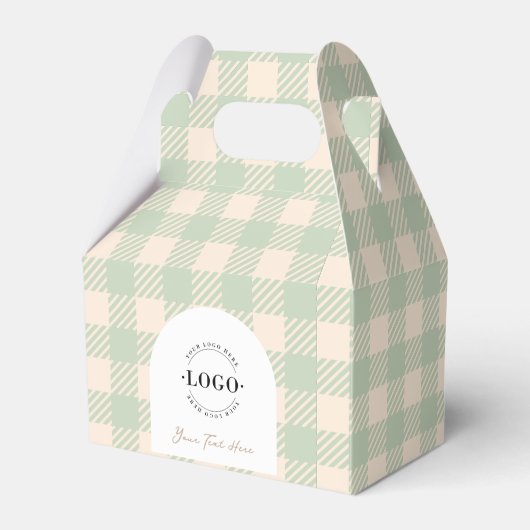 Classic green gingham preppy wedding favor boxes フェイバーボックス (正面サイド)