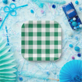 Classic Green Gingham Seamless Pattern ペーパープレート (パーティー)
