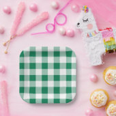 Classic Green Gingham Seamless Pattern ペーパープレート (パーティー)