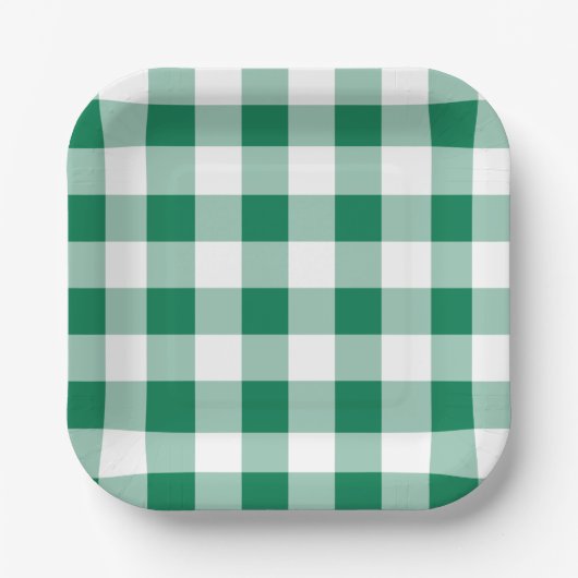 Classic Green Gingham Seamless Pattern ペーパープレート (正面)