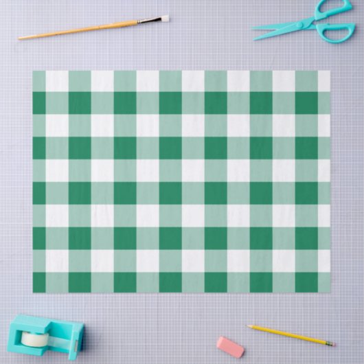 Classic Green Gingham Seamless Pattern 薄葉紙 (クラフト)