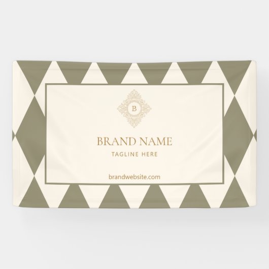 Classic Green Ivory Harlequin Gold Monogram Event 横断幕 (横)