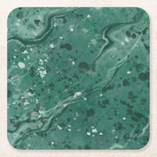 Classic Green Marble Drink Coasters スクエアペーパーコースター (正面)