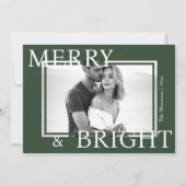 Classic Green Merry & Bright Bold Snowflake Photo シーズンカード (正面)