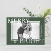 Classic Green Merry & Bright Bold Snowflake Photo シーズンカード (スタンド正面)